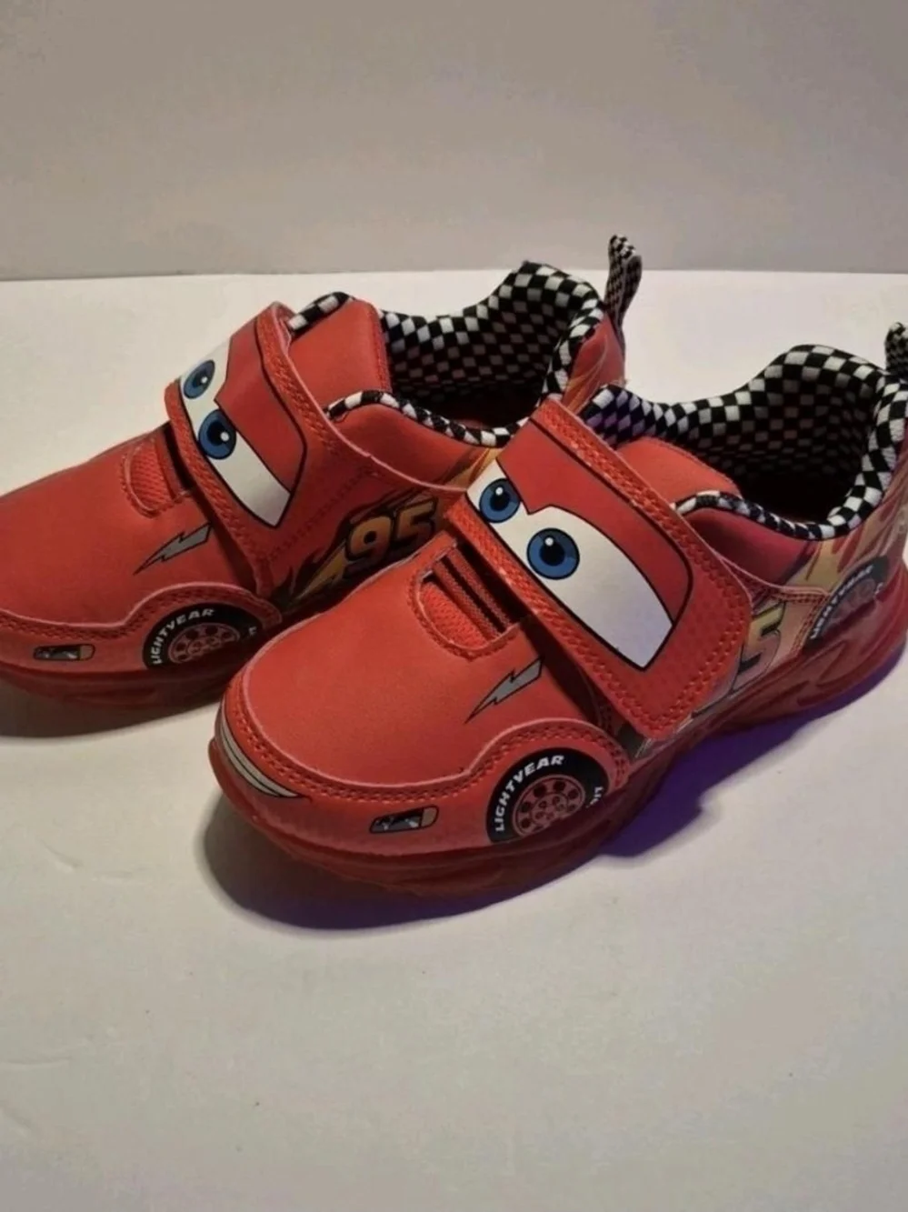 Kids Red Lightning Character Sneakers with Velcro Strap
